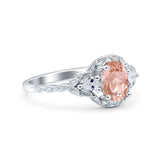 Art Deco Oval Vintage Style Bridal Wedding Engagement Ring Simulated Cubic Zirconia 925 Sterling Silver