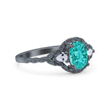 Art Deco Oval Vintage Style Bridal Wedding Engagement Ring Simulated Cubic Zirconia 925 Sterling Silver