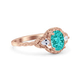 Art Deco Oval Vintage Style Bridal Wedding Engagement Ring Simulated Cubic Zirconia 925 Sterling Silver