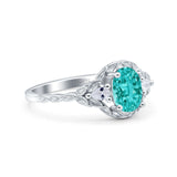 Art Deco Oval Vintage Style Bridal Wedding Engagement Ring Simulated Cubic Zirconia 925 Sterling Silver