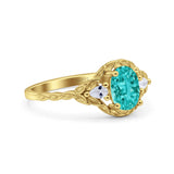 Art Deco Oval Vintage Style Bridal Wedding Engagement Ring Simulated Cubic Zirconia 925 Sterling Silver