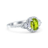 Art Deco Oval Vintage Style Bridal Wedding Engagement Ring Simulated Cubic Zirconia 925 Sterling Silver