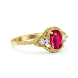 Art Deco Oval Vintage Style Bridal Wedding Engagement Ring Simulated Cubic Zirconia 925 Sterling Silver