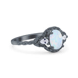 Art Deco Oval Vintage Style Bridal Wedding Engagement Ring Simulated Cubic Zirconia 925 Sterling Silver