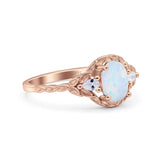 Art Deco Oval Vintage Style Bridal Wedding Engagement Ring Simulated Cubic Zirconia 925 Sterling Silver