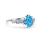 Vintage Style Oval Bridal Wedding Engagement Ring Baguette Simulated Cubic Zirconia 925 Sterling Silver