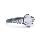 Vintage Style Oval Bridal Wedding Engagement Ring Baguette Simulated Cubic Zirconia 925 Sterling Silver