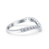 V Shape Wedding Engagement Anniversary Ring Band Round Simulated Cubic Zirconia 925 Sterling Silver
