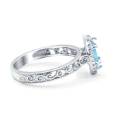 Halo Art Deco Bridal Wedding Engagement Ring Marquise Simulated Cubic Zirconia 925 Sterling Silver