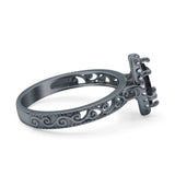 Halo Art Deco Bridal Wedding Engagement Ring Marquise Simulated Cubic Zirconia 925 Sterling Silver