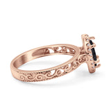 Halo Art Deco Bridal Wedding Engagement Ring Marquise Simulated Cubic Zirconia 925 Sterling Silver