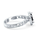 Halo Art Deco Bridal Wedding Engagement Ring Marquise Simulated Cubic Zirconia 925 Sterling Silver