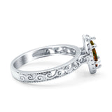 Halo Art Deco Bridal Wedding Engagement Ring Marquise Simulated Cubic Zirconia 925 Sterling Silver