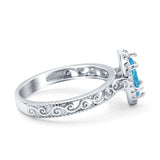 Halo Art Deco Bridal Wedding Engagement Ring Marquise Simulated Cubic Zirconia 925 Sterling Silver