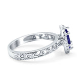 Halo Art Deco Bridal Wedding Engagement Ring Marquise Simulated Cubic Zirconia 925 Sterling Silver