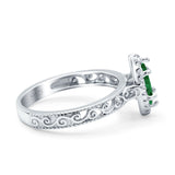 Halo Art Deco Bridal Wedding Engagement Ring Marquise Simulated Cubic Zirconia 925 Sterling Silver