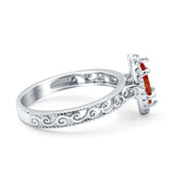 Halo Art Deco Bridal Wedding Engagement Ring Marquise Simulated Cubic Zirconia 925 Sterling Silver