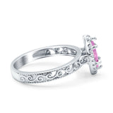 Halo Art Deco Bridal Wedding Engagement Ring Marquise Simulated Cubic Zirconia 925 Sterling Silver