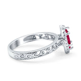 Halo Art Deco Bridal Wedding Engagement Ring Marquise Simulated Cubic Zirconia 925 Sterling Silver