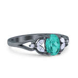 Oval Art Deco Bridal Wedding Engagement Ring Marquise Round Simulated Cubic Zirconia 925 Sterling Silver