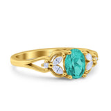 Oval Art Deco Bridal Wedding Engagement Ring Marquise Round Simulated Cubic Zirconia 925 Sterling Silver