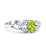 Oval Art Deco Bridal Wedding Engagement Ring Marquise Round Simulated Cubic Zirconia 925 Sterling Silver