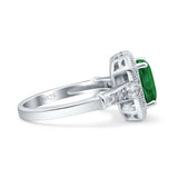 Art Deco Emerald Cut Wedding Bridal Ring Simulated Cubic Zirconia 925 Sterling Silver