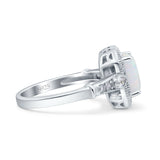 Art Deco Emerald Cut Wedding Bridal Ring Simulated Cubic Zirconia 925 Sterling Silver