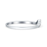 V Curve Baguette Band Eternity Ring Wedding Round Simulated Cubic Zirconia 925 Sterling Silver