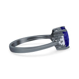 Emerald Cut Art Deco Bridal Wedding Engagement Ring Baguette Simulated Cubic Zirconia 925 Sterling Silver