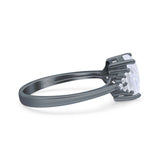Emerald Cut Art Deco Bridal Wedding Engagement Ring Baguette Simulated Cubic Zirconia 925 Sterling Silver
