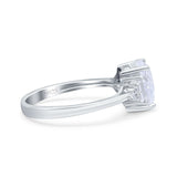 Emerald Cut Art Deco Bridal Wedding Engagement Ring Baguette Simulated Cubic Zirconia 925 Sterling Silver