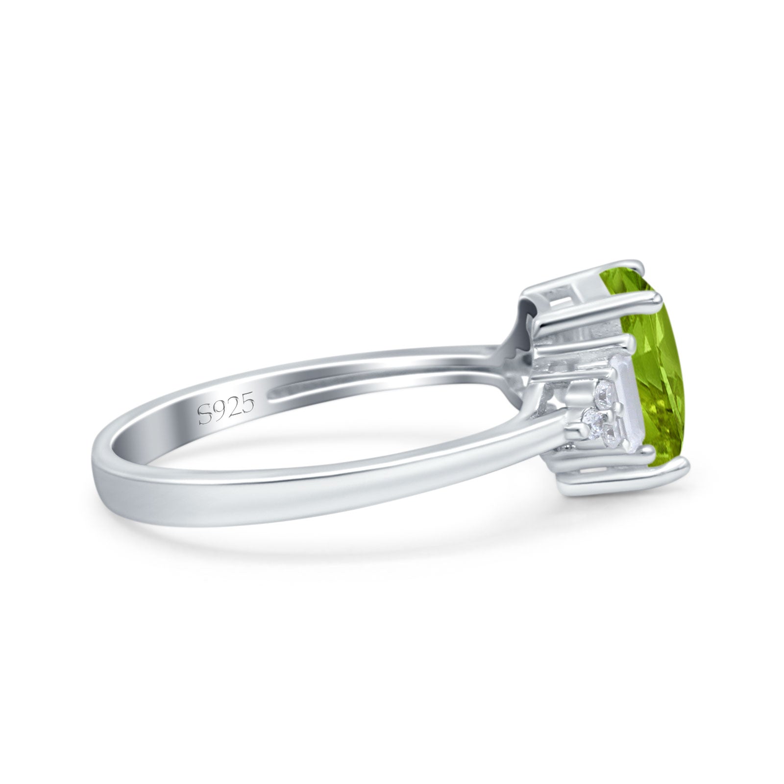 Emerald Cut Art Deco Bridal Wedding Engagement Ring Baguette Simulated Blue Apple Jewelry