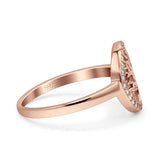 Tree of Life Wedding Ring Halo Round Pave Simulated Cubic Zirconia 925 Sterling Silver