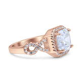 Halo Solitaire Asscher Wedding Ring Infinity Simulated Cubic Zirconia 925 Sterling Silver