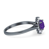 Art Deco Wedding Bridal Ring With Baguette And Round Simulated Cubic Zirconia Stones 925 Sterling Silver