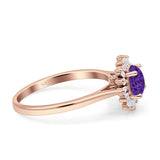 Art Deco Wedding Bridal Ring With Baguette And Round Simulated Cubic Zirconia Stones 925 Sterling Silver