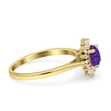 Art Deco Wedding Bridal Ring With Baguette And Round Simulated Cubic Zirconia Stones 925 Sterling Silver