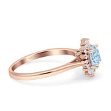 Art Deco Wedding Bridal Ring With Baguette And Round Simulated Cubic Zirconia Stones 925 Sterling Silver