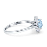 Art Deco Wedding Bridal Ring With Baguette And Round Simulated Cubic Zirconia Stones 925 Sterling Silver
