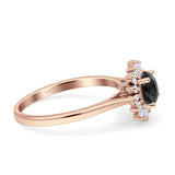 Art Deco Wedding Bridal Ring With Baguette And Round Simulated Cubic Zirconia Stones 925 Sterling Silver