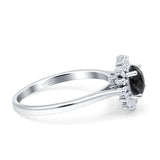 Art Deco Wedding Bridal Ring With Baguette And Round Simulated Cubic Zirconia Stones 925 Sterling Silver