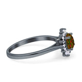 Art Deco Wedding Bridal Ring With Baguette And Round Simulated Cubic Zirconia Stones 925 Sterling Silver