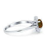 Art Deco Wedding Bridal Ring With Baguette And Round Simulated Cubic Zirconia Stones 925 Sterling Silver