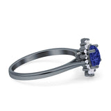 Art Deco Wedding Bridal Ring With Baguette And Round Simulated Cubic Zirconia Stones 925 Sterling Silver