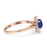 Art Deco Wedding Bridal Ring With Baguette And Round Simulated Cubic Zirconia Stones 925 Sterling Silver