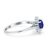 Art Deco Wedding Bridal Ring With Baguette And Round Simulated Cubic Zirconia Stones 925 Sterling Silver