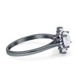 Art Deco Wedding Bridal Ring With Baguette And Round Simulated Cubic Zirconia Stones 925 Sterling Silver