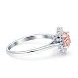 Art Deco Wedding Bridal Ring With Baguette And Round Simulated Cubic Zirconia Stones 925 Sterling Silver