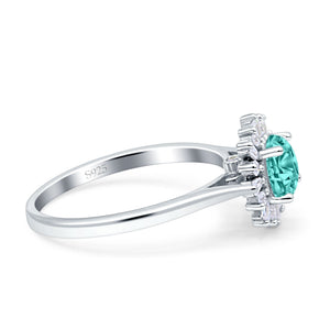 Art Deco Wedding Bridal Ring With Baguette And Round Simulated Cubic Zirconia Stones 925 Sterling Silver